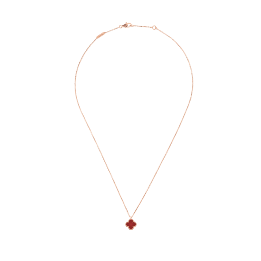 (W) Van Cleef & Arpels Sweet Alhambra Pendant Rose Gold Carnelian