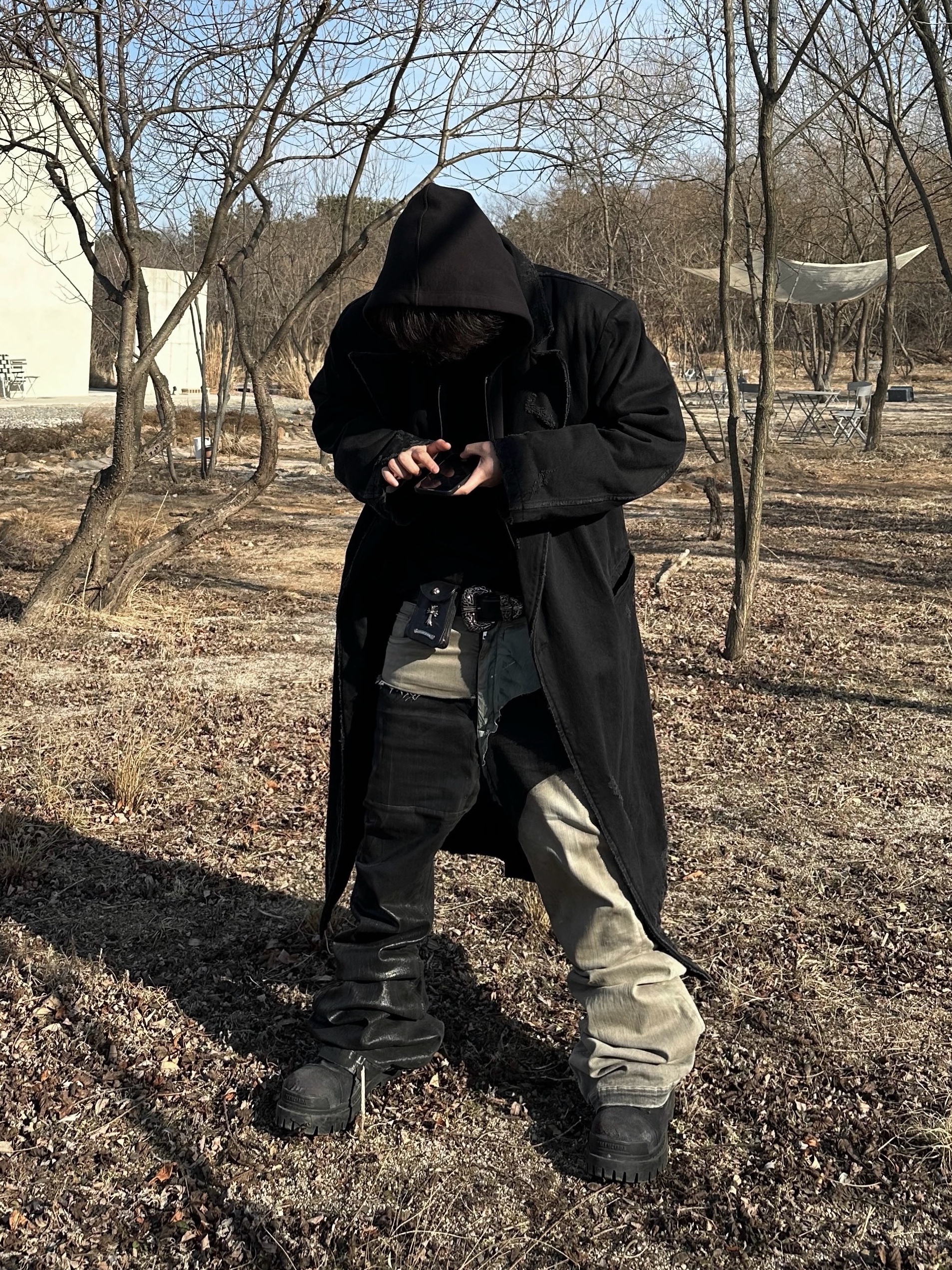 Balenciaga Combat Strike 20mm Boots Black, Awende Short-Fit Hoodie Zip-Up 착용 스타일