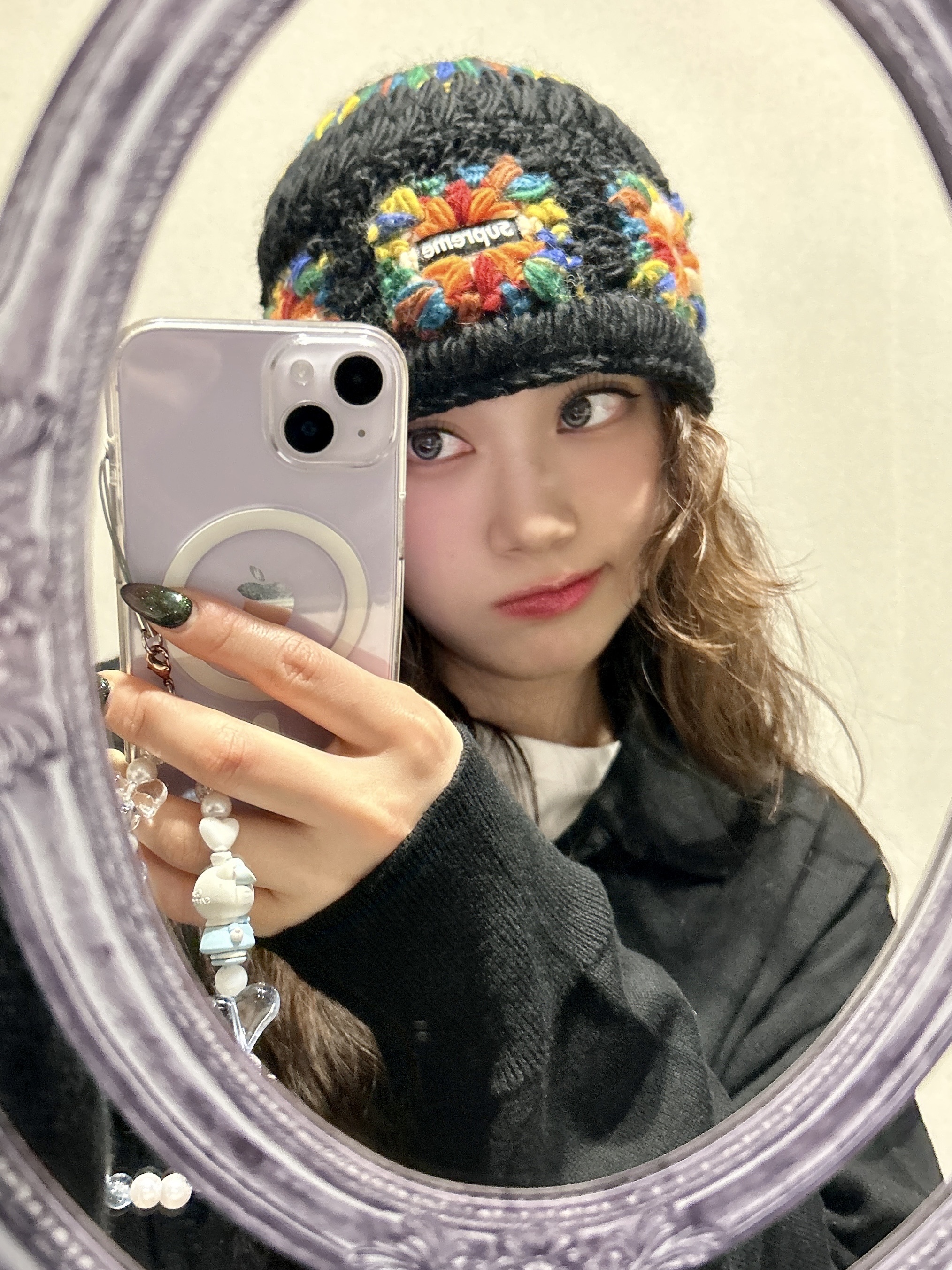 Supreme Crochet Beanie Black - 25SS 착용 스타일