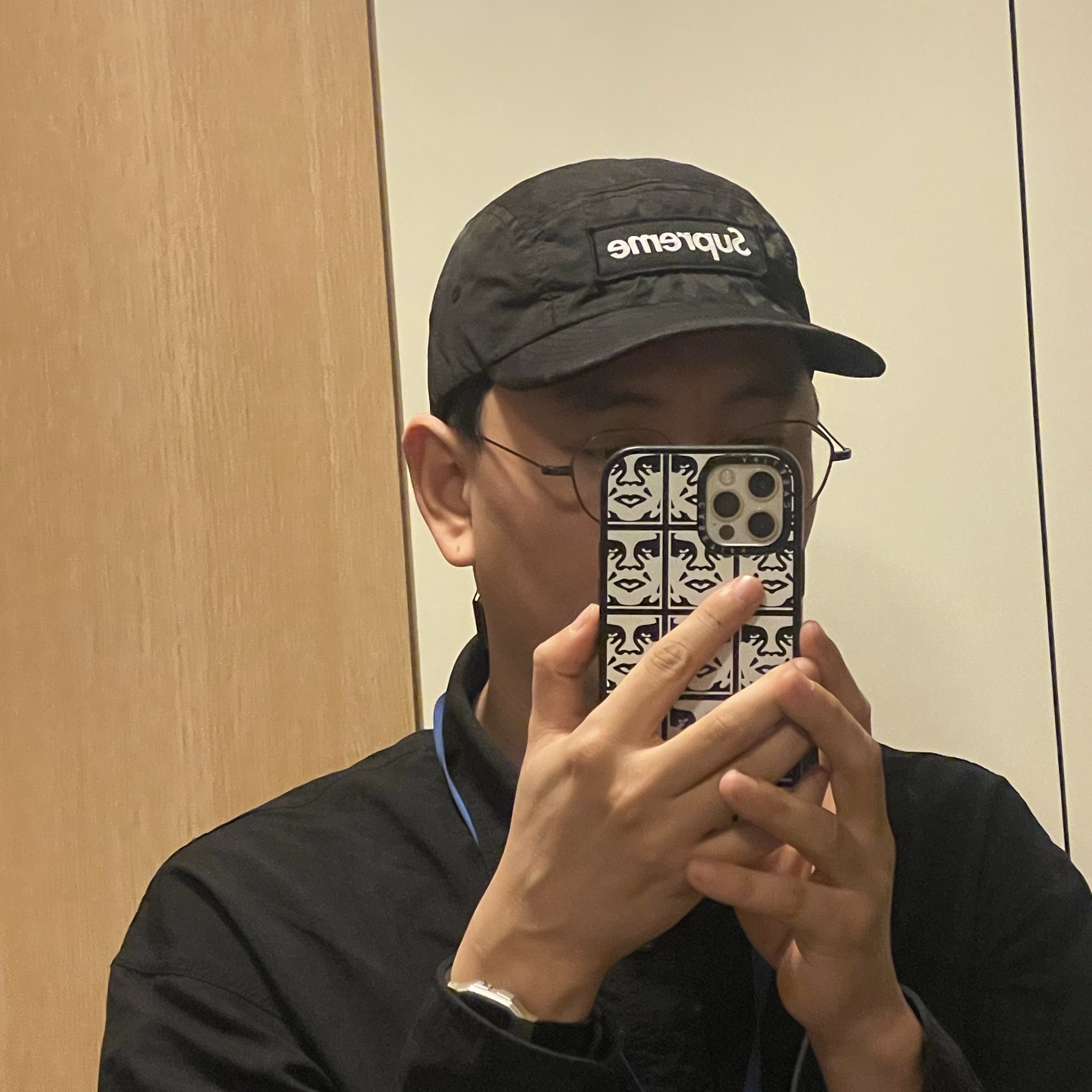 Supreme Overdyed Camo Nylon Camp Cap Black - 23SS 착용 스타일