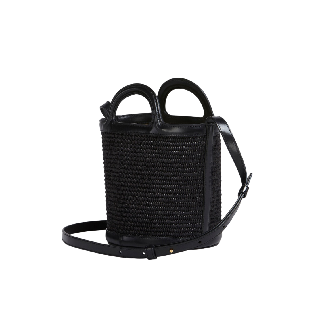 마르니 레더 & 라피아 트로피칼리아 스몰 버킷백 블랙(Marni Leather & Raffia Tropicalia Small Bucket Bag Black) - 3