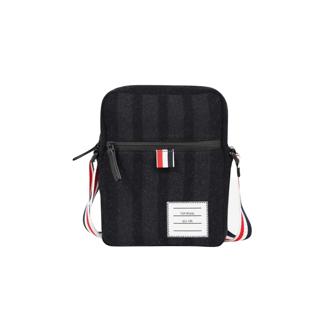 톰브라운 더블 페이스 멜튼 사선 스트라이프 스트랩 카메라백 블랙