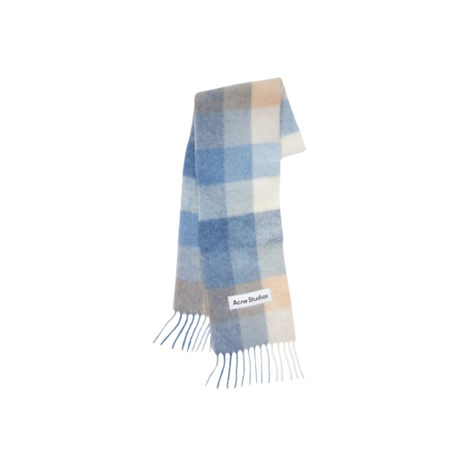 Acne Studios Mohair Check Scarf Pastel Blue Beige