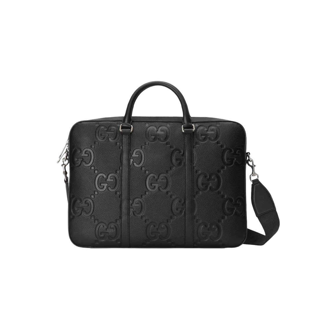 658573-AABY7-1000 Gucci Jumbo GG Briefcase Black Leather - 대표 이미지 #1