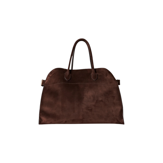 The Row Soft Margaux 17 Bag in Suede Mocha