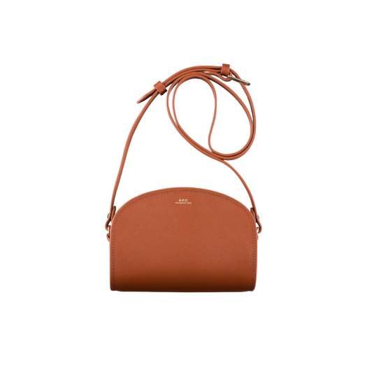 A.P.C. Saffiano Demi-Lune Mini Bag Terracotta