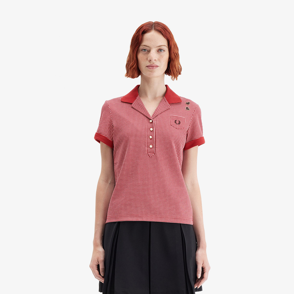 프레드페리x에이미 와인하우스 깅엄 프린트 폴로 셔츠 번트 레드(Fred PerryxAmy Winehouse Gingham Print Polo Shirt Burnt Red) - 2