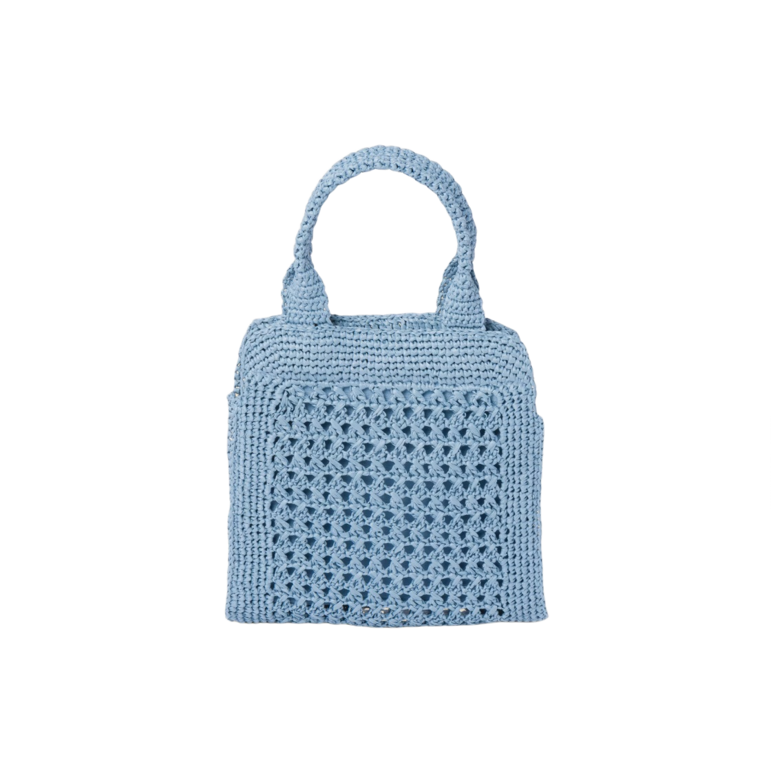 미우 미우 라피아 이펙트 크로쉐 패브릭 토트백 셀레스트 꼬냑(Miu Miu Raffia Effect Crochet Fabric Tote Bag Celeste Cognac) - 3