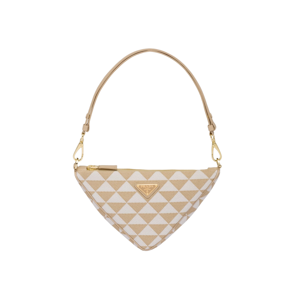 프라다 자수 자카드 패브릭 미니백 베이지 초크 화이트(Prada Embroidered Jacquard Fabric Mini Bag Beige Chalk White) - 1