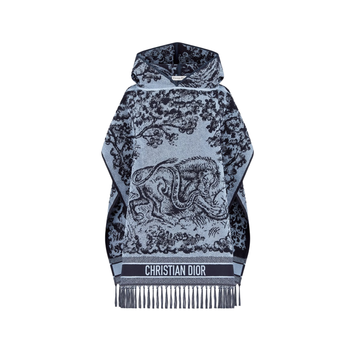 14JOU370I900-C525 (W) Dior Toile De Jouy Sauvage Hooded Poncho Cotton Denim Blue - 대표 이미지 #1
