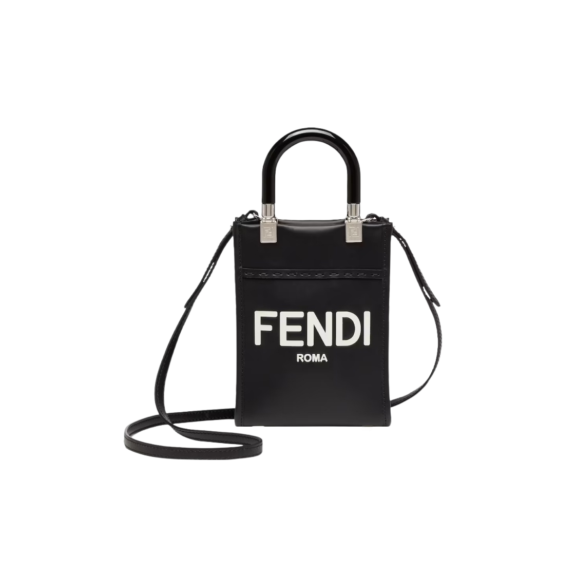 8BS051ABVLF1L2Z Fendi Sunshine Mini Leather Shopper Bag Black