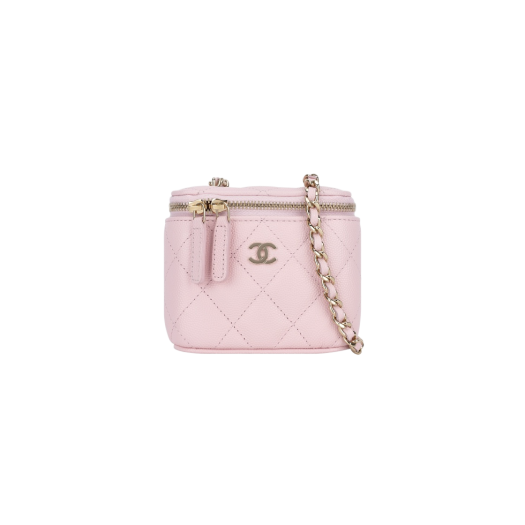 Chanel Small Classic Vanity with Chain Grained Calfskin & Gold Light Pink