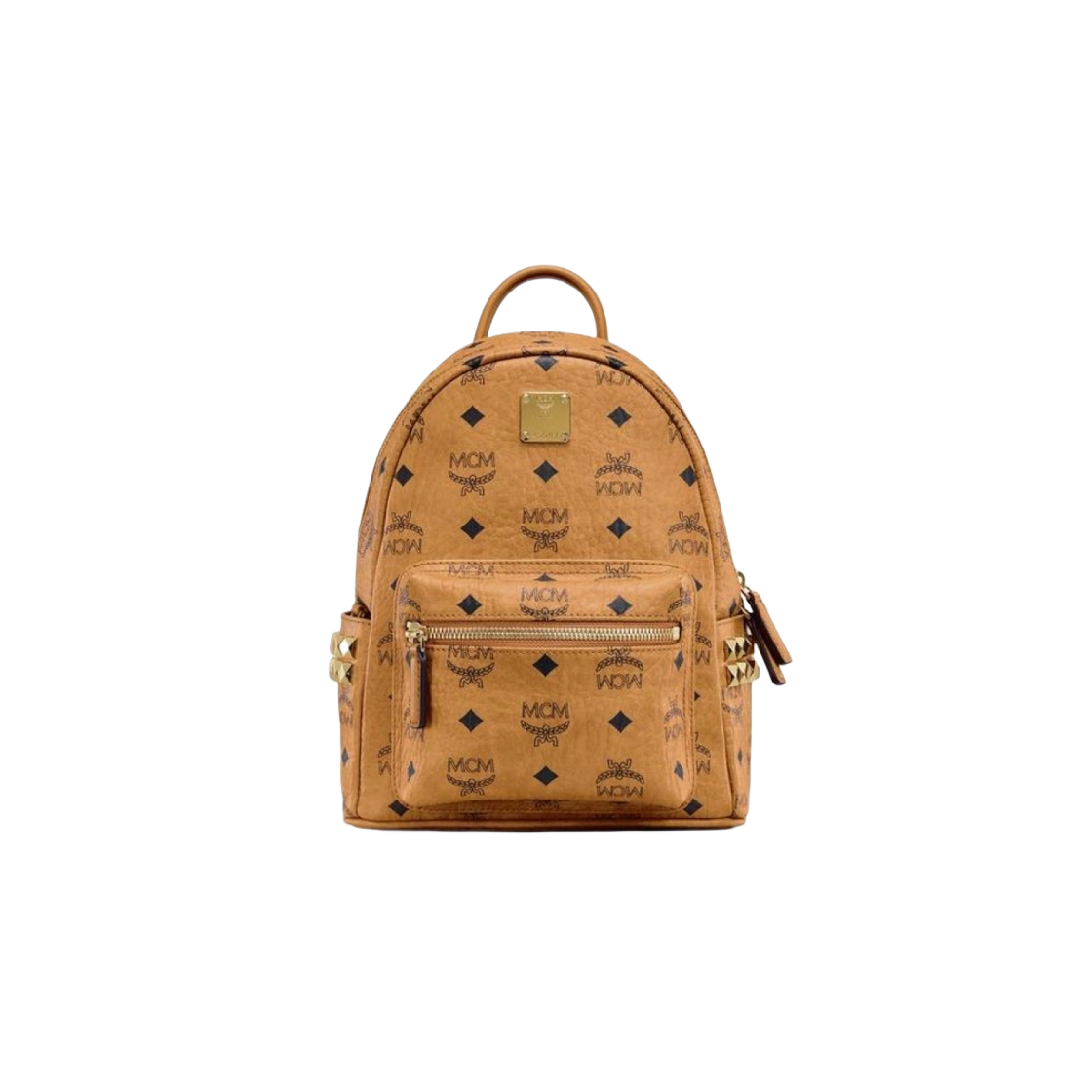 MMKAAVE10CO001 MCM Stark Side Studs Backpack in Visetos Mini Cognac