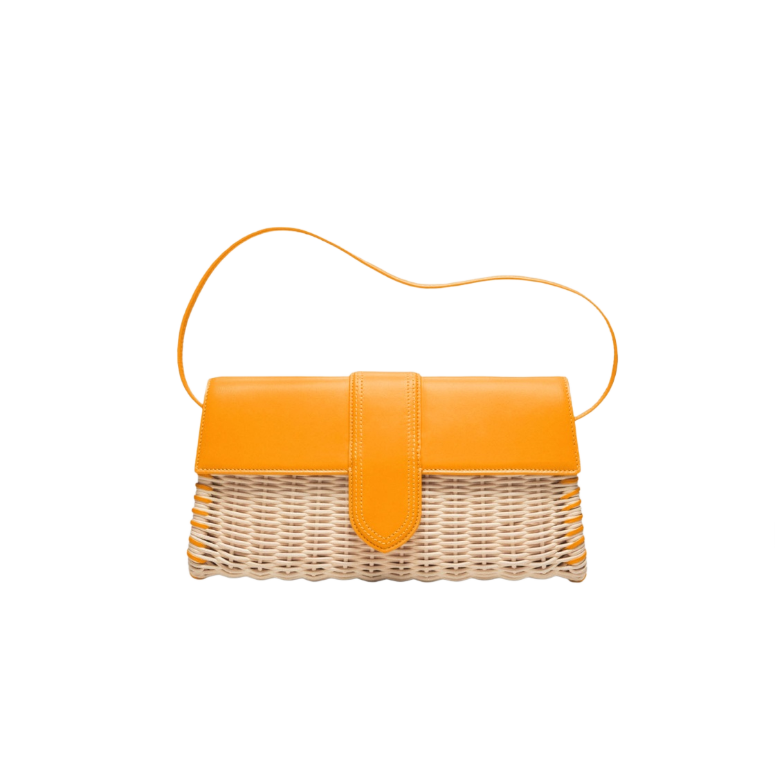 자크뮈스 르 밤비노 롱 오시에 위커 플랩 백 다크 옐로우(Jacquemus Le Bambino Long Osier Wicker Flap Bag Dark Yellow) - 1