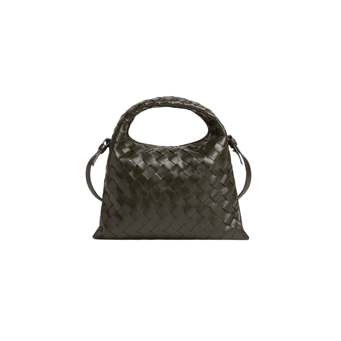777586V3IV13391 Bottega Veneta Intrecciato Leather Mini Hop Crossbody Bag Khaki - #3