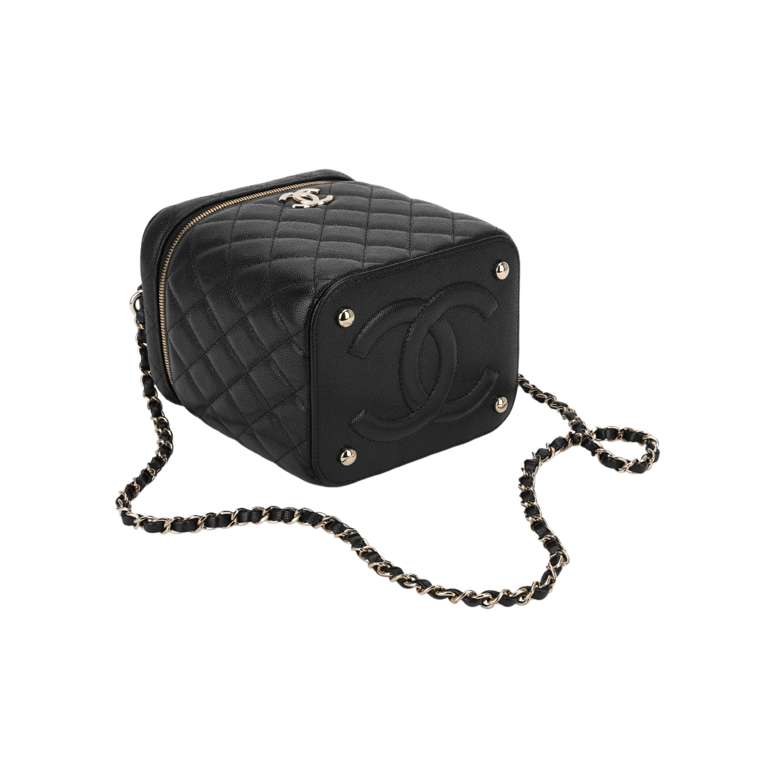 샤넬 스몰 코스메틱 케이스 그레인드 카프스킨 & 골드 메탈 블랙(Chanel Small Vanity Case Grained Calfskin & Gold Black) - 3