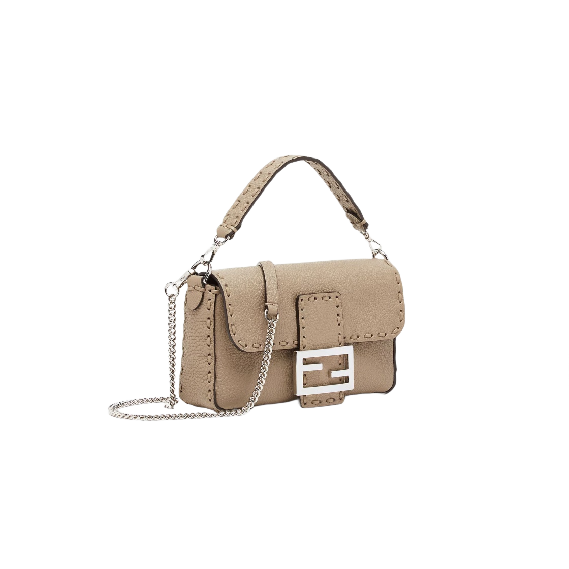 펜디 바게트 미니 탑스티칭 셀러리아백 도브 그레이(Fendi Baguette Mini Topstitching Selleria Bag Dove Grey) - 2