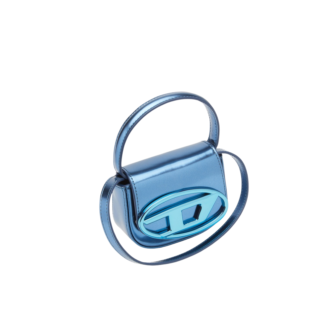 디젤 1DR 미니백 인 미러드 레더 블루(Diesel 1DR Mini Bag in Mirrored Leather Blue) - 4