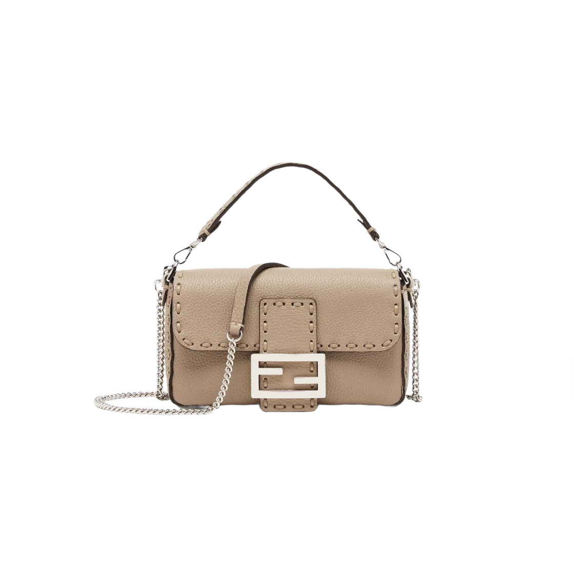 펜디 바게트 미니 탑스티칭 셀러리아백 도브 그레이(Fendi Baguette Mini Topstitching Selleria Bag Dove Grey) - 1