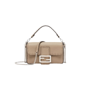 Fendi Baguette Mini Topstitching Selleria Bag Dove Grey