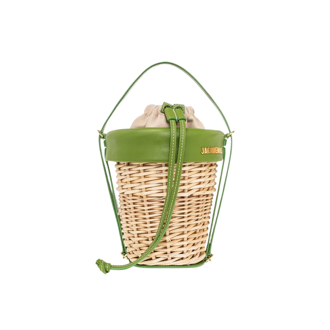 231BA078-3111-550 Jacquemus Le Panier Seau Wicker Bucket Basket Green