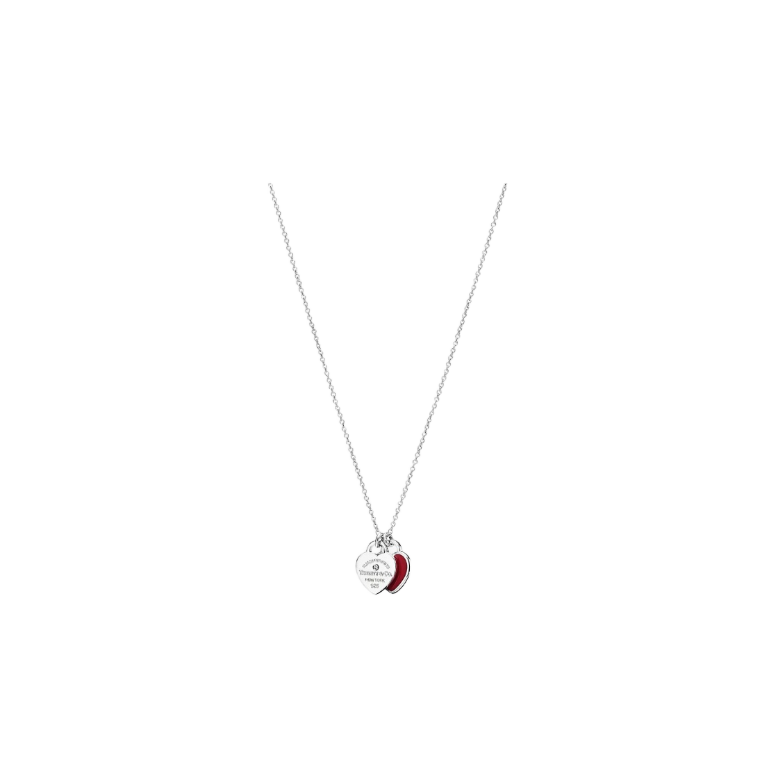 70300109/70300095 Tiffany & Co. Return To Tiffany Red Double Heart Tag Pendant Mini Sterling Silver with Diamonds - 대표 이미지 #1