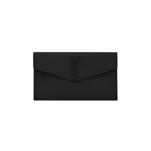 Saint Laurent Uptown Pouch In Grain De Poudre Embossed Leather Black
