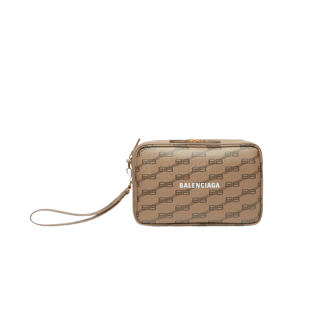 발렌시아가 시그니쳐 핸들 파우치 BB 모노그램 코티드 캔버스 베이지(Balenciaga Signature Pouch with Handle BB Monogram Coated Canvas Beige) - 1