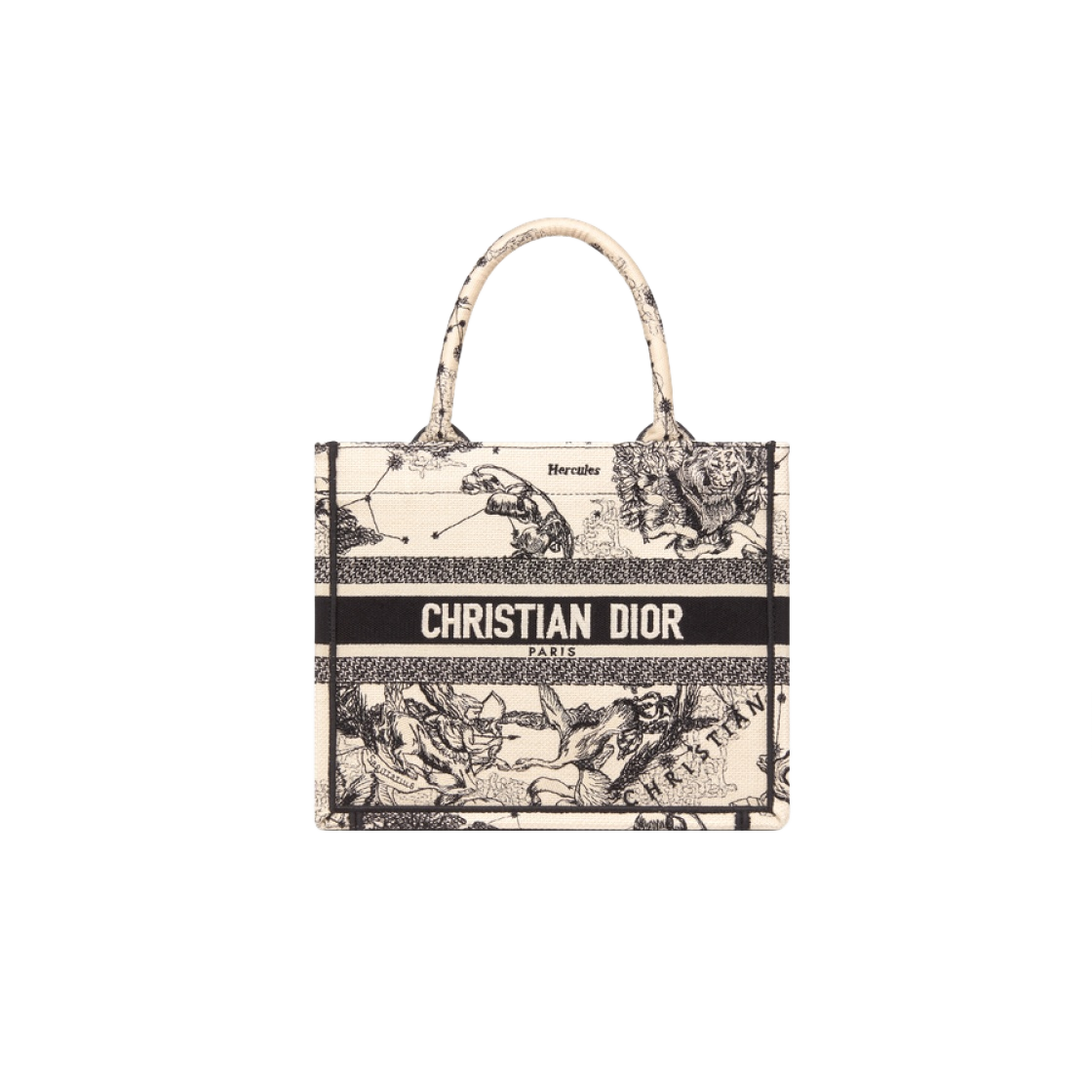 M1265ZRHZ-M941 Dior Small Book Tote Toile De Jouy Zodiac Embroidery Latte Black