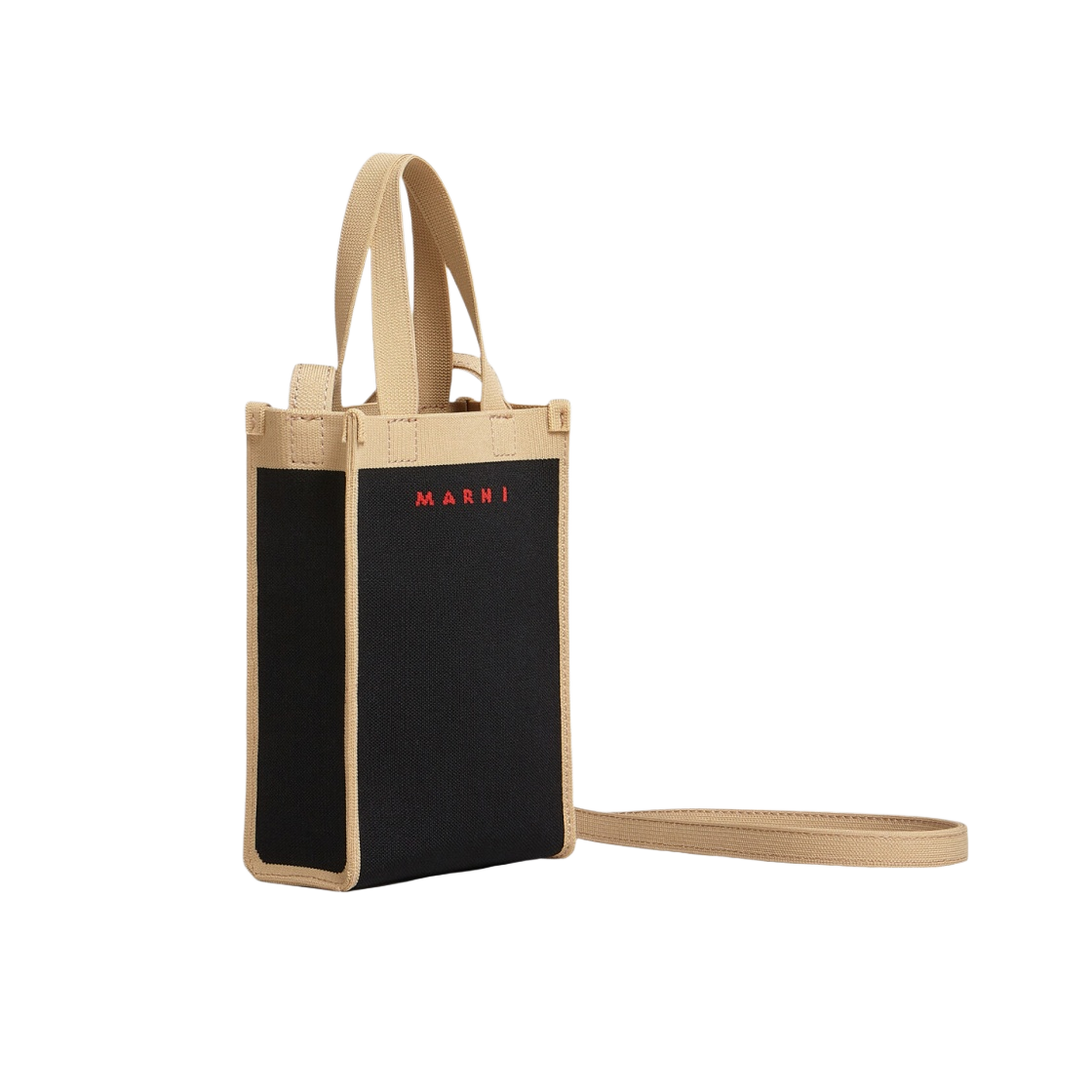 마르니 자카드 미니 숄더백 블랙 베이지(Marni Jacquard Mini Shoulder Bag Black Beige) - 3