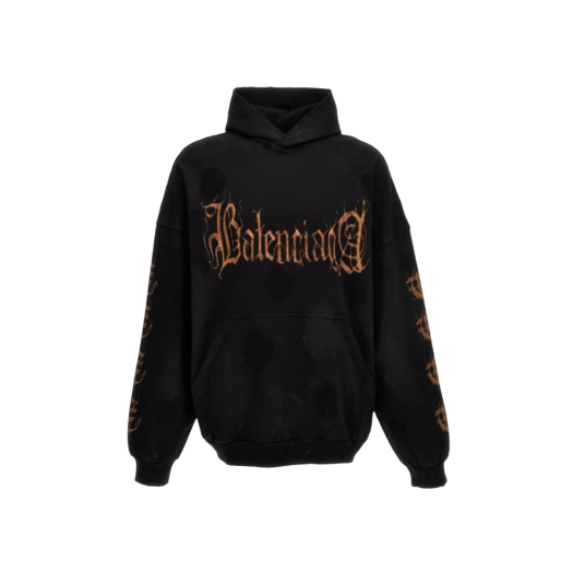 Balenciaga Heavy Metal Logo Hoodie Black Faded