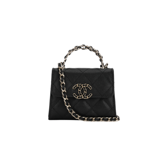 Chanel Clutch with Chain Grained Shiny Calfskin & Gold Black