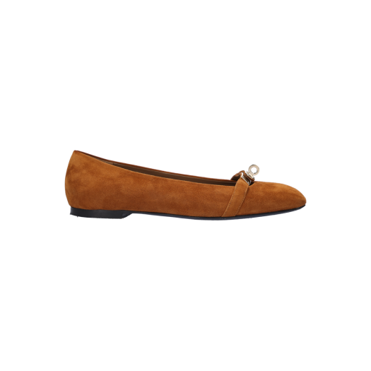 H202102Z Hermes Bilbao Ballerina Flat Shoes Suede Brown