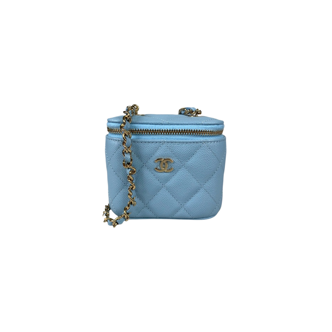 AP1340-Y33352-NH626 Chanel Small Classic Vanity with Chain Grained Calfskin & Gold Light Blue - #2