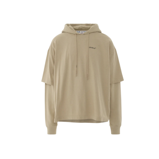 Off-White Double Caravaggio Arrow Hooded L/S T-Shirt Dark Sand