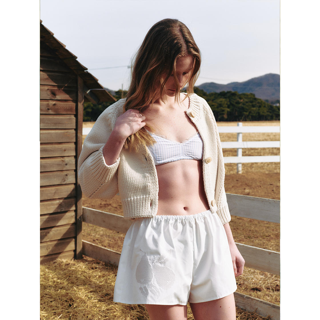파르벵 코튼 크롭 가디건 아이보리(FARVEN Cotton Crop Cardigan Ivory) - 2