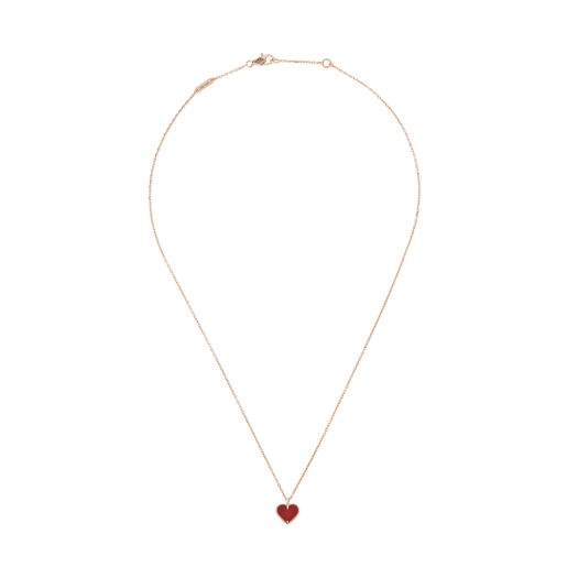 (W) Van Cleef & Arpels Sweet Alhambra Heart Pendant Rose Gold Carnelian