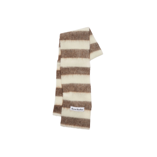 Acne Studios Wool-Blend Stripe Scarf Brown White