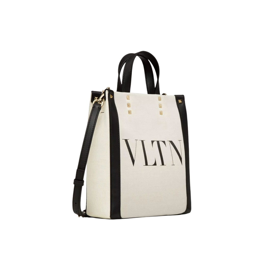 발렌티노 VLTN 캔버스 미니 토트백 내츄럴 블랙(Valentino VLTN Canvas Mini Tote Bag Natural Black) - 2