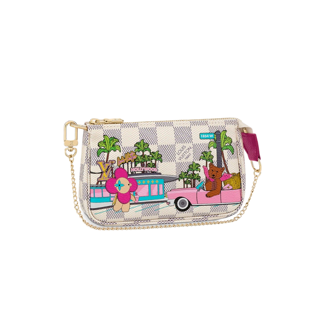 N60487 Louis Vuitton Mini Pochette Accessoires Damier Azure Fuchsia Pink - 대표 이미지 #1