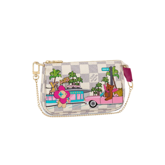 Louis Vuitton Mini Pochette Accessoires Damier Azure Fuchsia Pink