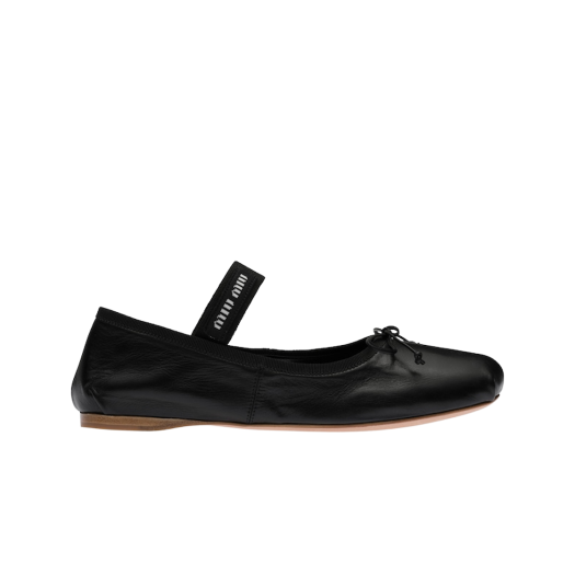 (W) Miu Miu Leather Ballerinas Black