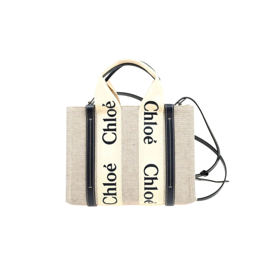 Chloe Woody Small Strap Tote Bag White Blue