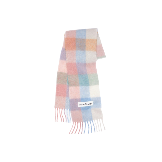 Acne Studios Mohair Check Scarf Pink Light Blue Green