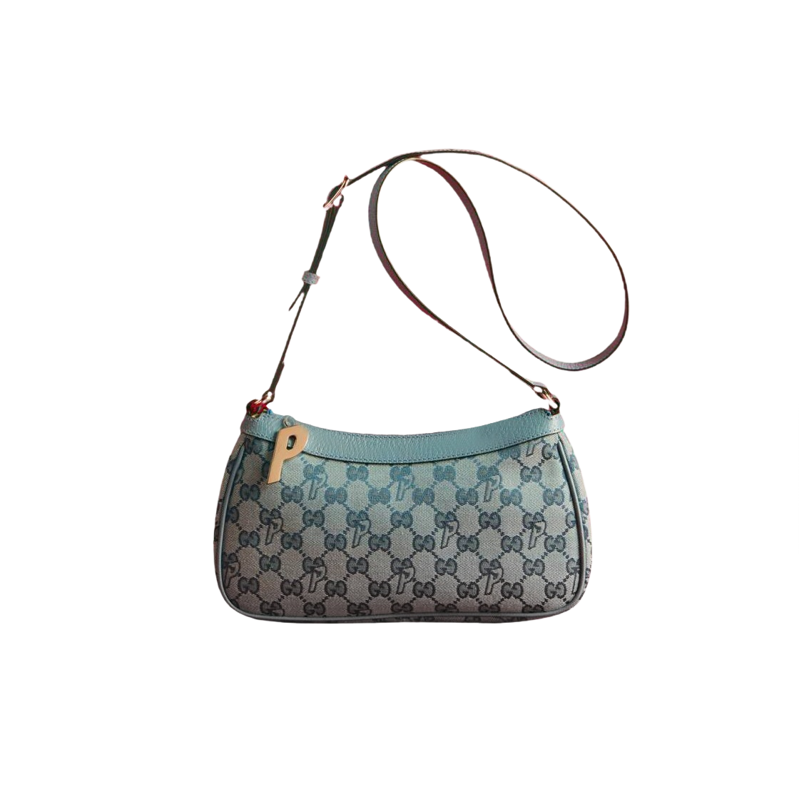 팔라스 x 구찌 GG-P 캔버스 하프문 미니백 페일 블루 - 22FW(Palace x Gucci GG-P Canvas Half Moon Mini Bag Pale Blue - 22FW) - 1