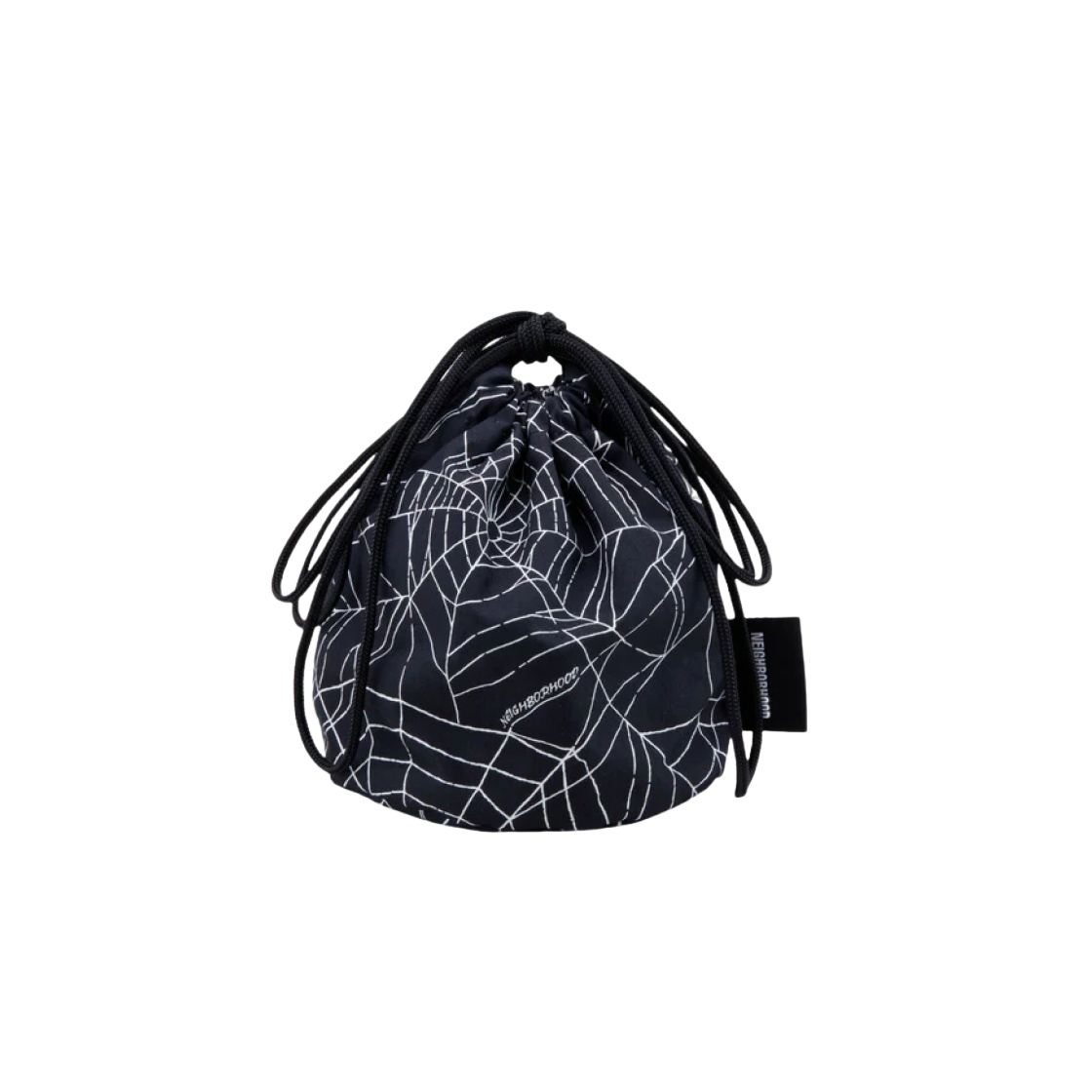 네이버후드 스파이더웹 드로우스트링 백 블랙(Neighborhood Spiderweb Drawstring Bag Black)
