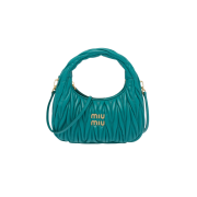 Miu Miu Wander Matelasse Nappa Leather Mini Hobo Bag Peacock Blue
