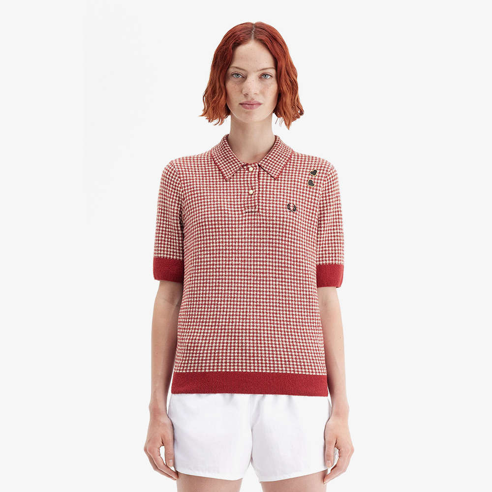 프레드페리x에이미 와인하우스 깅엄 니트 셔츠 번트레드(Fred PerryxAmy Winehouse Gingham Knitted Shirt Burnt Red) - 2