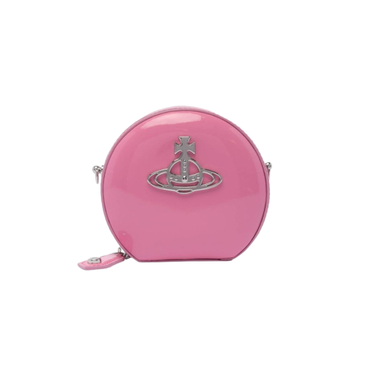 Vivienne Westwood Shiny Patent Mini Round Crossbody Bag Pink