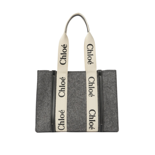 Chloe Woody Medium Tote Bag Cashmere Grey